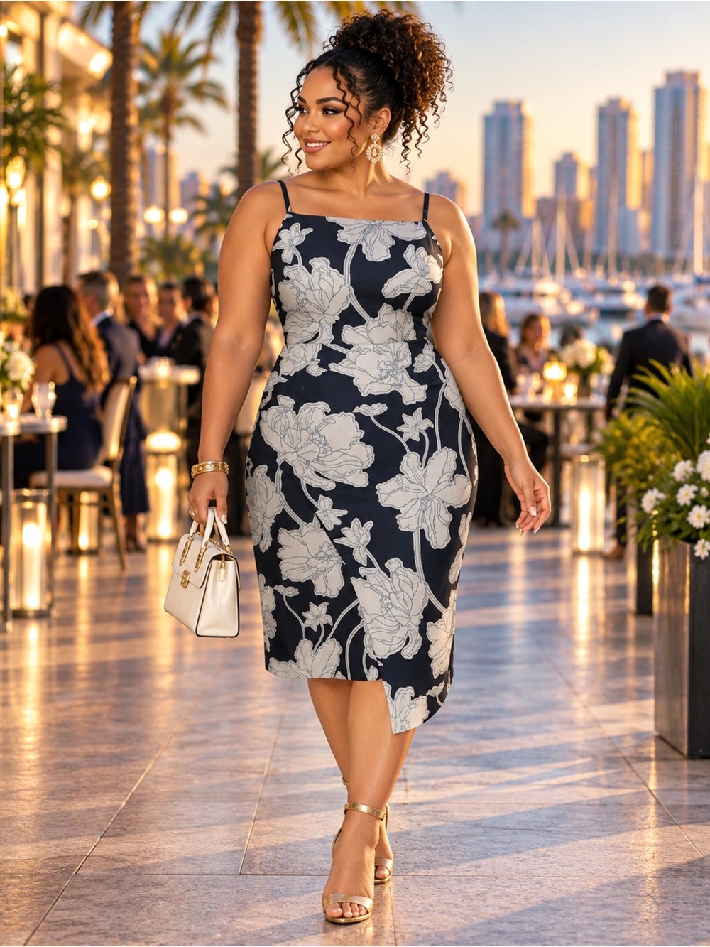 DKNY NWT Floral Jacquard Halter Sheath Midi Dress Size 12 Elegant Dinner Party